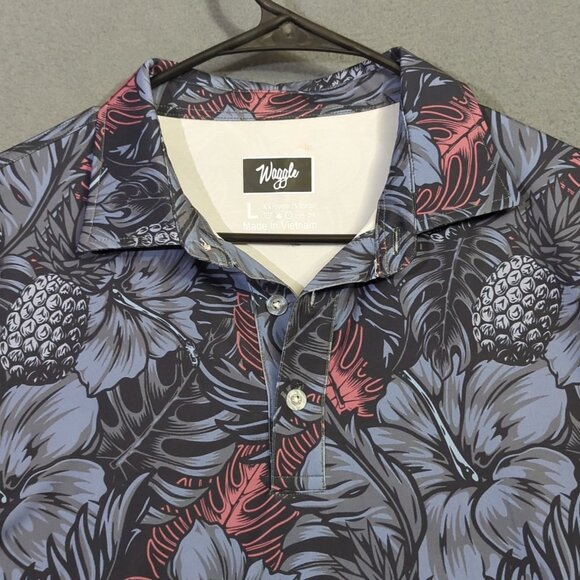 Waggle Polo Shirt Men's L Multicolor Pineapple Floral Performance Stretch Golf - Picture 3 of 8